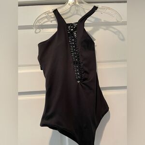 Anthropologie Malai Black Corset Front Scoop Back One-piece Swimsuit Size Large